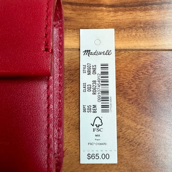 Madewell Red Leather Card Case Wristlet Wallet NWT - Picture 4 of 6